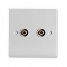 White Slim Single F Screw Type Fully Screened Outlet Plate